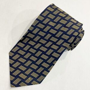 Lauren Ralph Lauren 100% Silk Hand Finished Mens Neck Tie Jacquard Bars Blue 57”